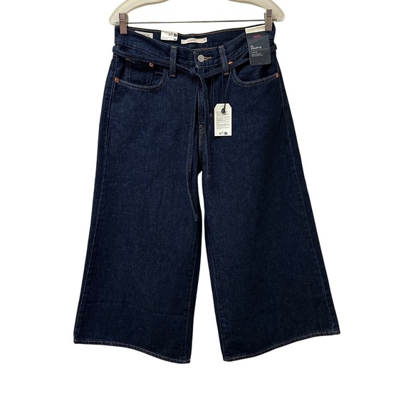 Levi's Denim - Levi's XL Culotte Wide Leg Cropped Jeans Dark Wash Belted Size 27 NWT